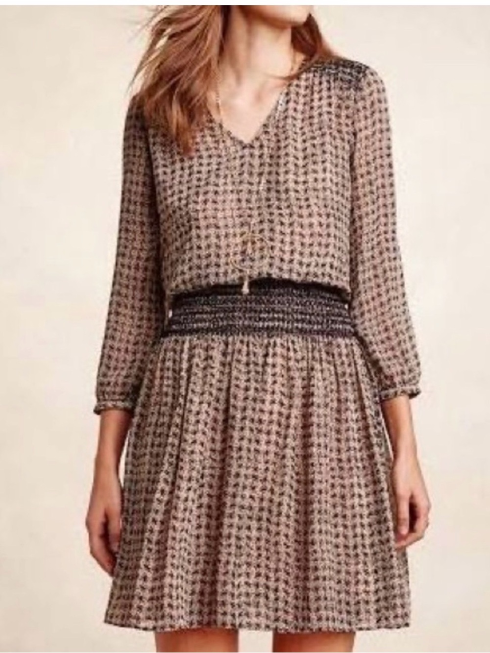 ANTHROPOLOGIE Vanessa Virginia Daytripper Smocked  Dress - L